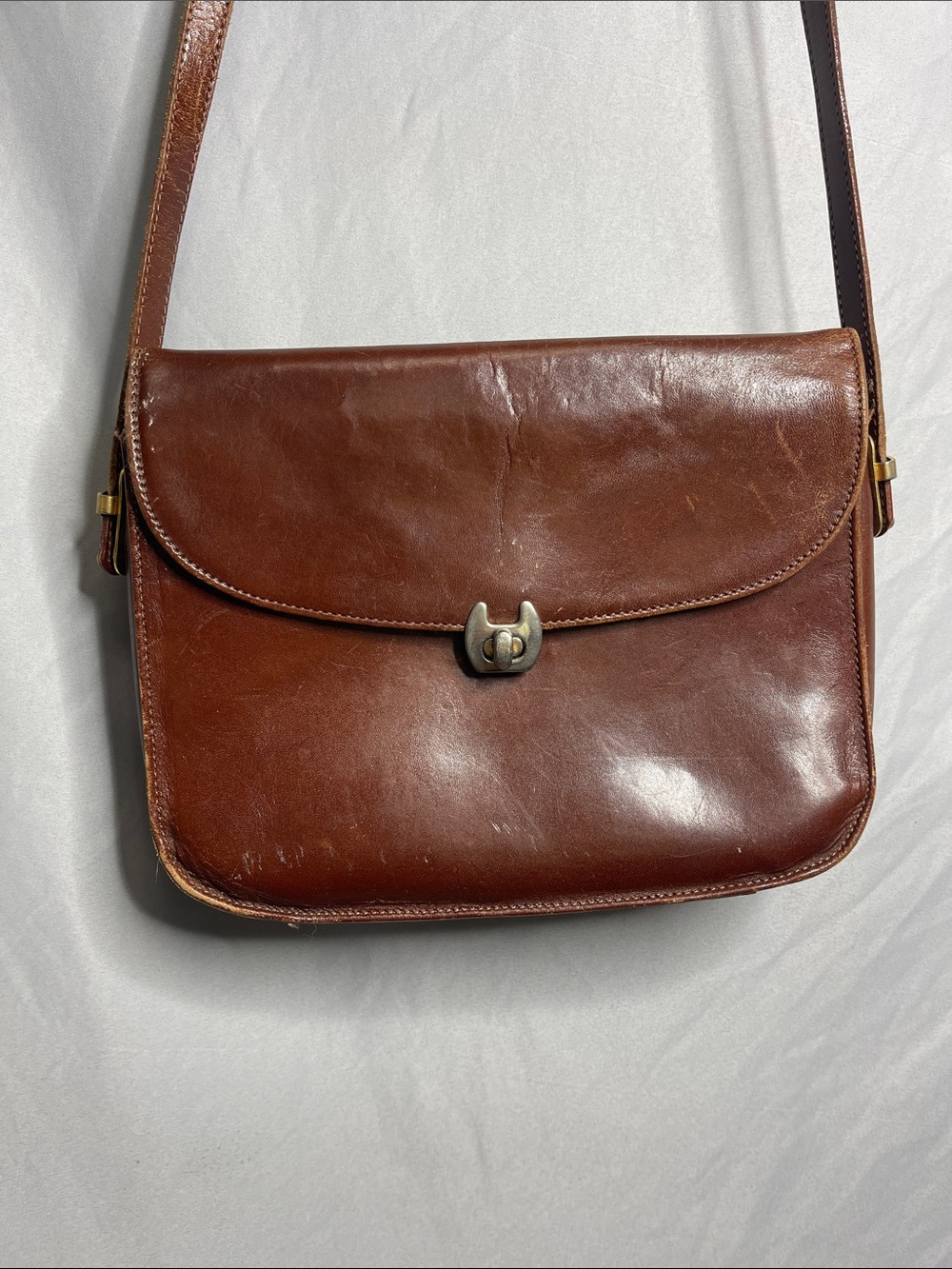 Michael Rome Brown Genuine Leather Crossbody Bag